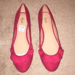Red Ballet Slip On Shoes Flats